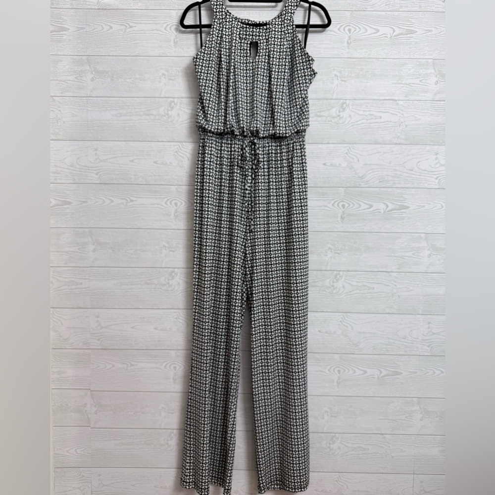 Enfocus Studio Women’s Black Geometric Sleeveless Jumpsuit. Size 10